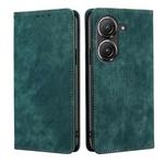 For Asus Zenfone 9 RFID Anti-theft Brush Magnetic Leather Phone Case(Green)
