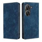 For Asus Zenfone 9 RFID Anti-theft Brush Magnetic Leather Phone Case(Blue)