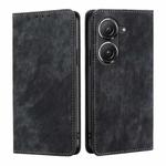 For Asus Zenfone 9 RFID Anti-theft Brush Magnetic Leather Phone Case(Black)