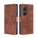 For Asus Zenfone 9 Skin Feel Crocodile Magnetic Clasp Leather Phone Case(Brown)