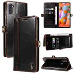 For Samsung Galaxy A11 / M11 GQUTROBE RFID Blocking Oil Wax Leather Phone Case(Brown)