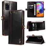 For Samsung Galaxy A31 EU GQUTROBE RFID Blocking Oil Wax Leather Phone Case(Brown)