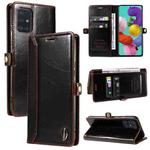For Samsung Galaxy A51 4G / M40s GQUTROBE RFID Blocking Oil Wax Leather Phone Case(Brown)