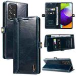 For Samsung Galaxy A52 4G / 5G GQUTROBE RFID Blocking Oil Wax Leather Phone Case(Blue)