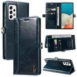 For Samsung Galaxy A53 5G GQUTROBE RFID Blocking Oil Wax Leather Phone Case(Blue)