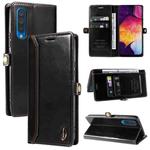 For Samsung Galaxy A70 GQUTROBE RFID Blocking Oil Wax Leather Phone Case(Black)