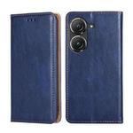 For Asus Zenfone 9 Gloss Oil Solid Color Magnetic Leather Phone Case(Blue)