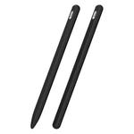 3 in 1 Striped Liquid Silicone Stylus Case with Two Tip Caps For Apple Pencil 1(Black)