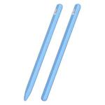 3 in 1 Striped Liquid Silicone Stylus Case with Two Tip Caps For Apple Pencil 1(Sky Blue)