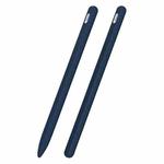 3 in 1 Striped Liquid Silicone Stylus Case with Two Tip Caps For Apple Pencil 1(Midnight Blue)