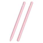 3 in 1 Striped Liquid Silicone Stylus Case with Two Tip Caps For Apple Pencil 1(Pink)