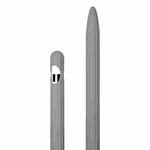 3 in 1 Striped Liquid Silicone Stylus Case with Two Tip Caps For Apple Pencil 2(Grey)