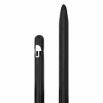 3 in 1 Striped Liquid Silicone Stylus Case with Two Tip Caps For Apple Pencil 2(Black)