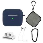 5 in 1 Silicone Earphone Protective Case + Earphone Bag + Earphones Buckle + Hook + Anti-lost Rope Set For AirPods 3(Blue)