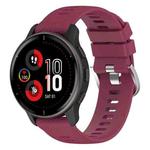 For Garmin Venu 2Plus 20mm Cross Textured Silicone Watch Band(Wine Red)