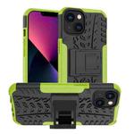 For iPhone 14 Plus Tire Texture TPU + PC Phone Case with Holder (Green)