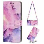 For OPPO A55 5G/A53S 5G/A54 4G/A16/A54S/A56 5G/A16S/Realme V11 5G Crossbody Painted Marble Pattern Leather Phone Case(Purple)