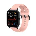 For Amazfit GTS4 Mini Solid Color Soft Silicone Watch Band, Size:S Size(Light Pink)