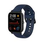For Amazfit GTS4 Mini Solid Color Soft Silicone Watch Band, Size:Large Size(Midnight Blue)