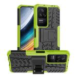 For Xiaomi Redmi K40S Tire Texture TPU + PC Phone Case with Holder(Green)