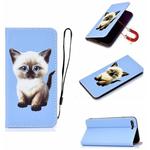 For iPhone SE 2022 / SE 2020 Pure Color Painting Horizontal Flip Leather Case with Card Slot & Holder(Cat)