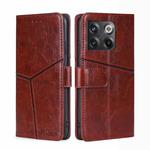 For OnePlus Ace Pro 5G Geometric Stitching Leather Phone Case(Dark Brown)