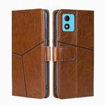 For TCL 305i Geometric Stitching Leather Phone Case(Light Brown)