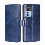 For Xiaomi Redmi K50 Ultra/Xiaomi 12T/Xiaomi 12T Pro Geometric Stitching Leather Phone Case(Blue)