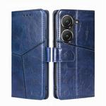 For Asus Zenfone 9 Geometric Stitching Leather Phone Case(Blue)