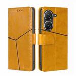 For Asus Zenfone 9 Geometric Stitching Leather Phone Case(Yellow)