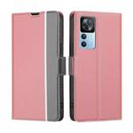 For Xiaomi Redmi K50 Ultra/Xiaomi 12T/Xiaomi 12T Pro Twill Texture Side Button Leather Phone Case(Pink)