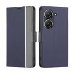 For Asus Zenfone 9 Twill Texture Side Button Leather Phone Case(Blue)
