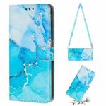 For Xiaomi Redmi Note 11E/Redmi 10 5G 2022/Poco M4 5G/Redmi 10 Prime+ 5G India Crossbody Painted Marble Pattern Leather Phone Case(Blue Green)