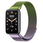 For Xiaomi Mi Band 7 Pro Milanese Stainless Steel Watch Band(Green+Purple)