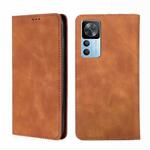 For Xiaomi Redmi K50 Ultra/Xiaomi 12T/Xiaomi 12T Pro Skin Feel Magnetic Horizontal Flip Leather Phone Case(Light Brown)