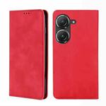 For Asus Zenfone 9 Skin Feel Magnetic Horizontal Flip Leather Phone Case(Red)