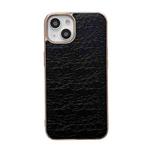 For iPhone 14 Sky Series Nano Electroplating Genuine Leather Phone Case (Black)