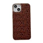 For iPhone 14 Plus Sky Series Nano Electroplating Genuine Leather Phone Case (Coffee)