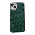For iPhone 14 Plus Sky Series Nano Electroplating Genuine Leather Phone Case (Green)