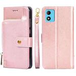 For TCL 305i Zipper Bag Leather Phone Case(Rose Gold)