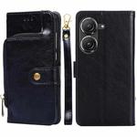 For Asus Zenfone 9 Zipper Bag Leather Phone Case(Black)