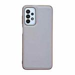 For Samsung Galaxy A13 4G Waves Series Nano Electroplating Genuine Leather Phone Case(Grey)