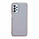 For Samsung Galaxy A23 4G / 5G Waves Series Nano Electroplating Genuine Leather Phone Case(Grey)