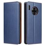For Huawei Mate 30 Pro Fierre Shann PU Genuine Leather Texture Horizontal Flip Leather Case with Holder & Card Slots & Wallet(Blue)