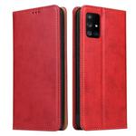 For Galaxy A71 Fierre Shann PU Genuine Leather Texture Horizontal Flip Leather Case with Holder & Card Slots & Wallet(Red)