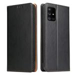 For Galaxy A51 / M40s Fierre Shann PU Genuine Leather Texture Horizontal Flip Leather Case with Holder & Card Slots & Wallet(Black)