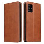 For Galaxy A51 / M40s Fierre Shann PU Genuine Leather Texture Horizontal Flip Leather Case with Holder & Card Slots & Wallet(Brown)