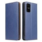 For Galaxy S20 Fierre Shann PU Genuine Leather Texture Horizontal Flip Leather Case with Holder & Card Slots & Wallet(Blue)