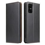 For Galaxy S20+ Fierre Shann PU Genuine Leather Texture Horizontal Flip Leather Case with Holder & Card Slots & Wallet(Black)