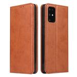 For Galaxy S20+ Fierre Shann PU Genuine Leather Texture Horizontal Flip Leather Case with Holder & Card Slots & Wallet(Brown)